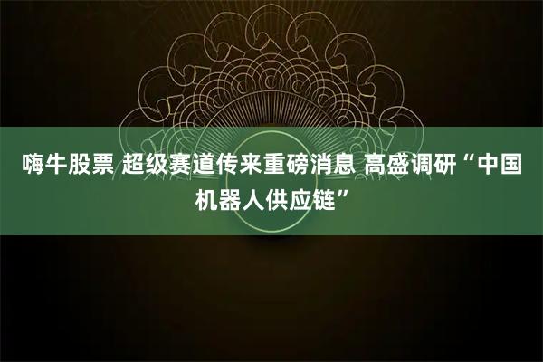 嗨牛股票 超级赛道传来重磅消息 高盛调研“中国机器人供应链”